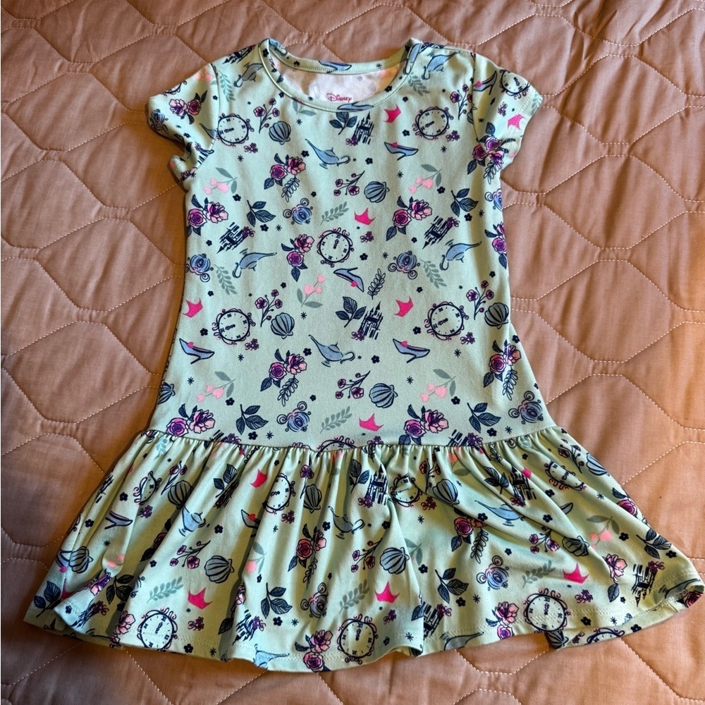 Disney Princess Dress Girl’s Ex Small  4-6 Aladdin Cinderella Beauty Beast Green